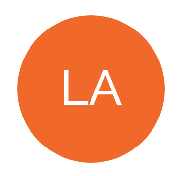 an image of a round orange circle with the text LA