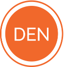 an image of a round orange circle with the text DEN