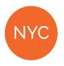 an image of a round orange circle with the text NYC